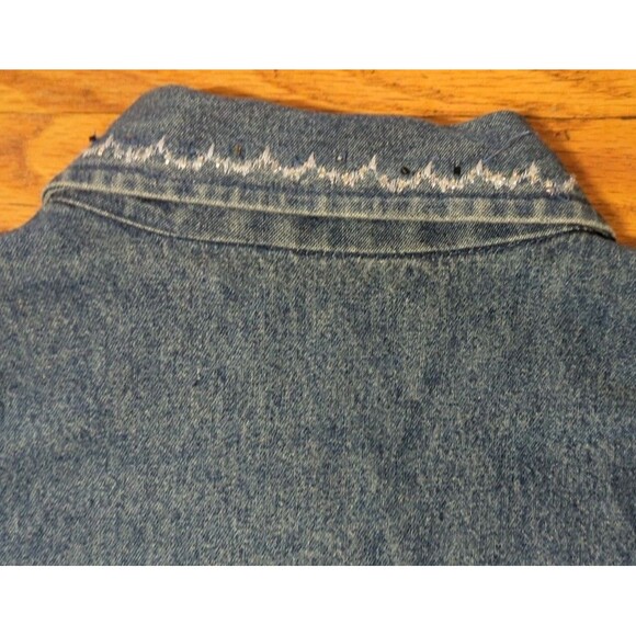 Vtg NWT Tantrums Blue Denim Jacket/Shirt LS Button Front Trim Women's Sz M New - Picture 11 of 11